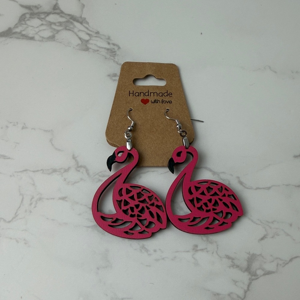 Handmade Flamingo Earrings - Pink